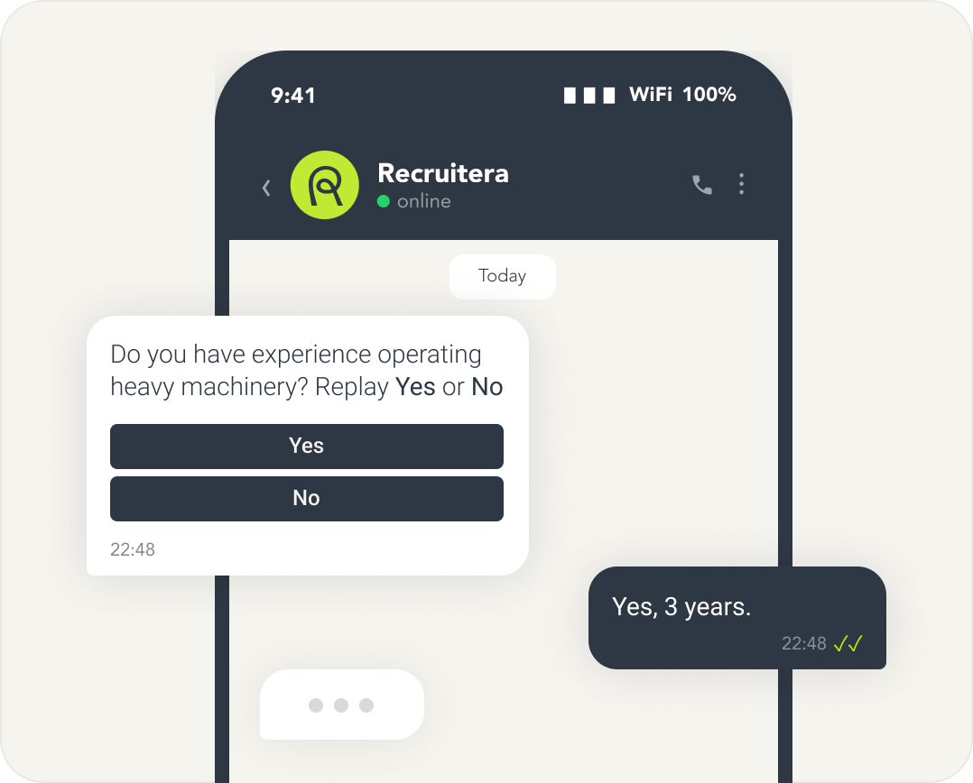 Recruitment dashboard showing candidates in Applied and Phone Call stages with profile photos, AI scores, days in stage, and comments.